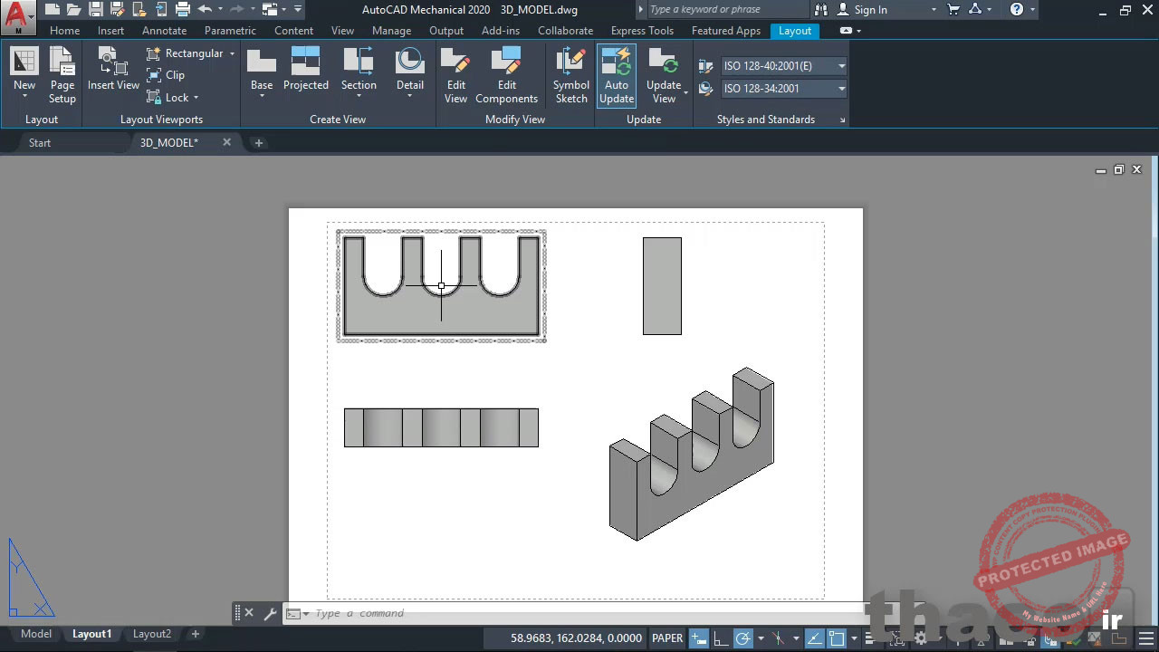 Creating views associated with a 3D model
