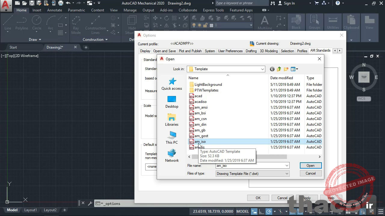 Creating and setting a default standard template