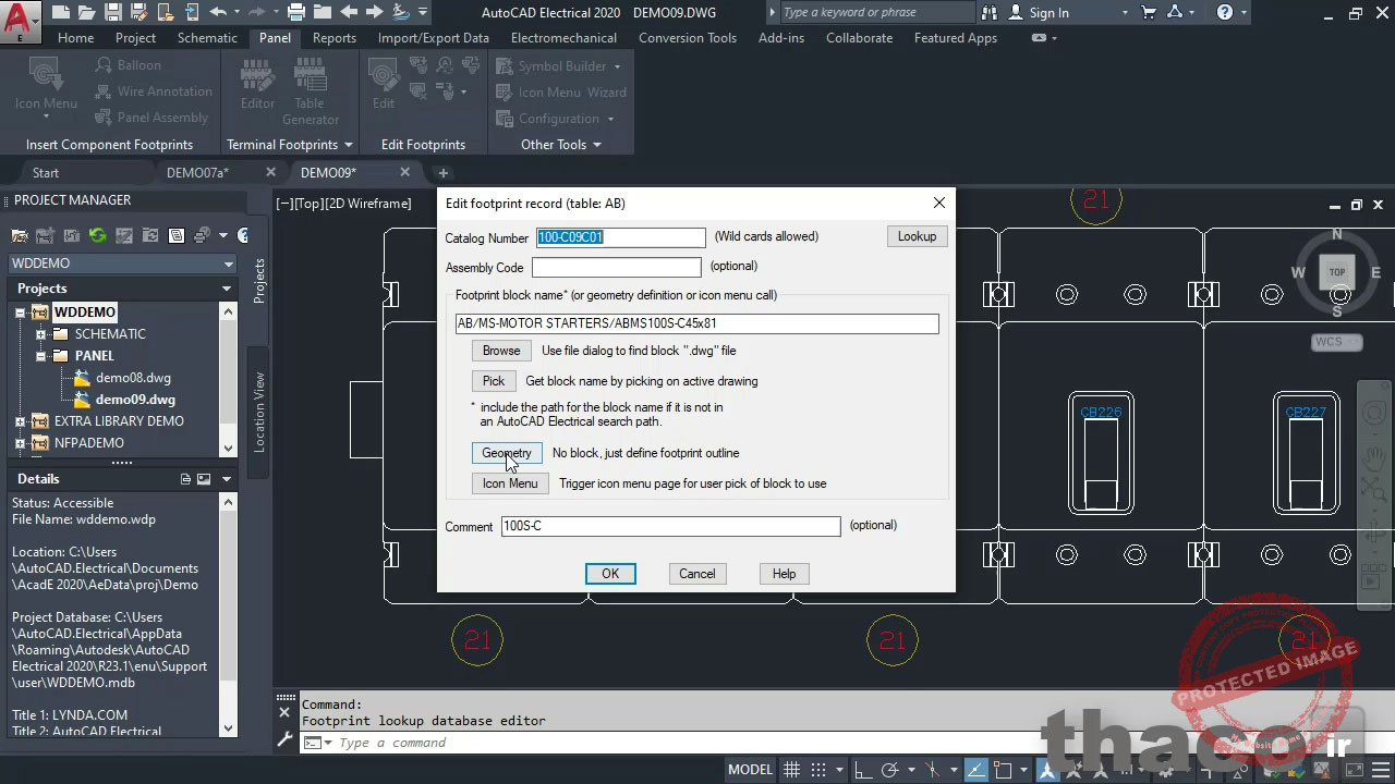 Using the footprint lookup database