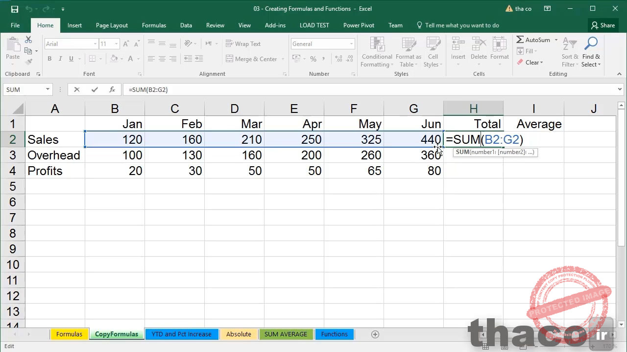 copying a formula into adjacent cells