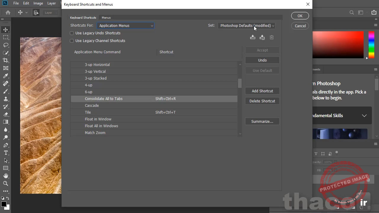 Modifying keyboard shortcuts for speed