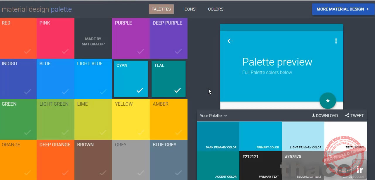 modify material design themes and styles