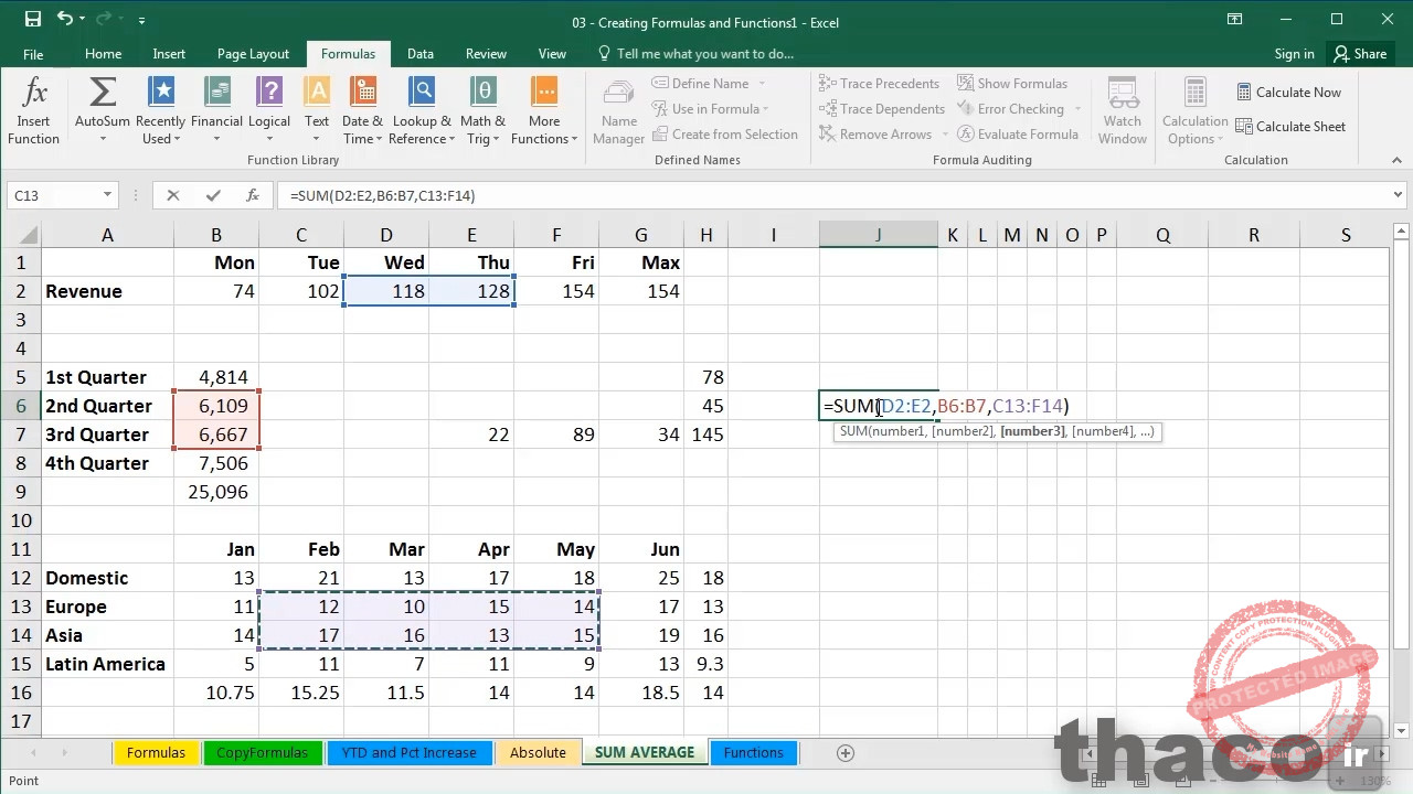 Using SUM and AVERAGE
