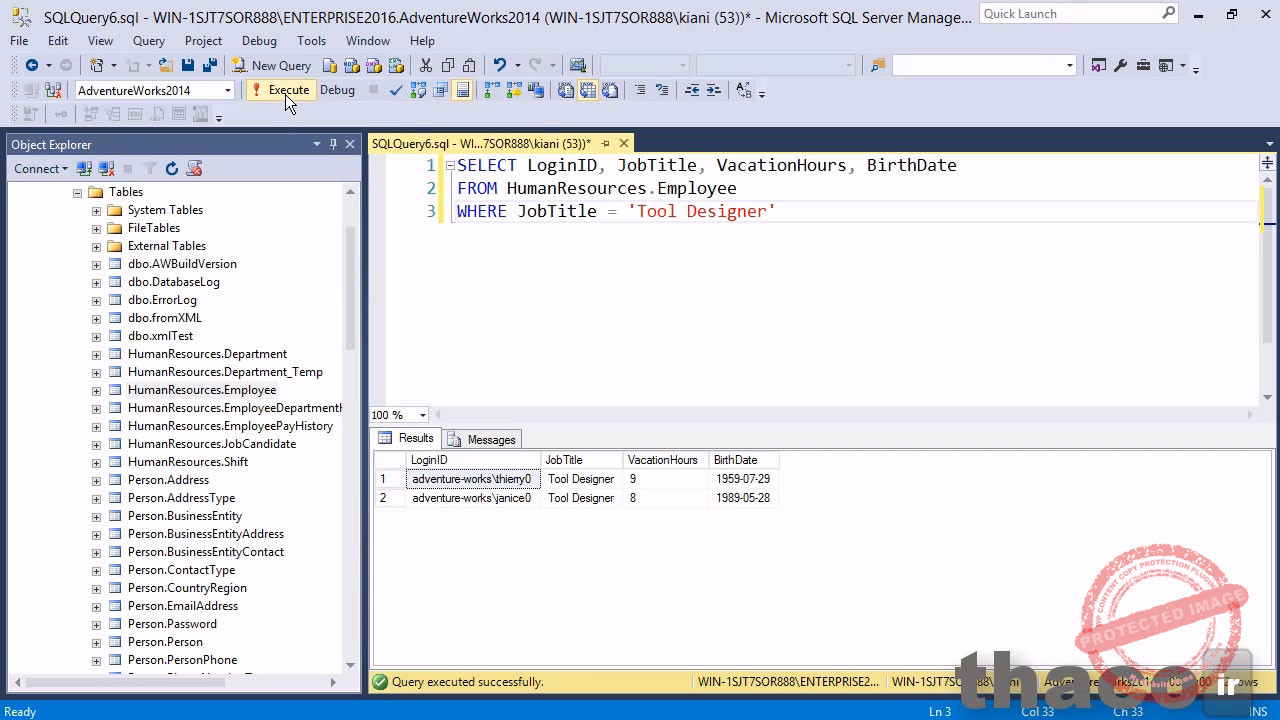 Filtering results with a WHERE clause