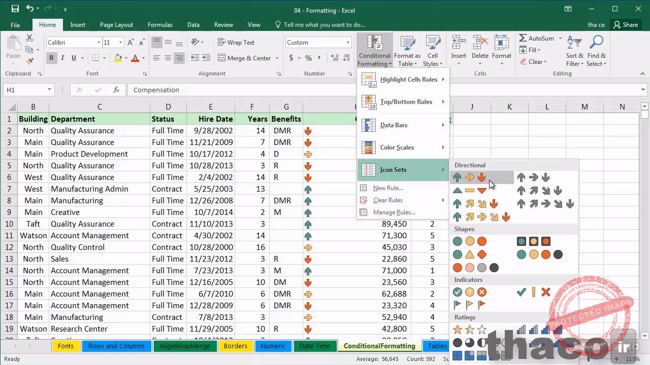 using conditional formatting