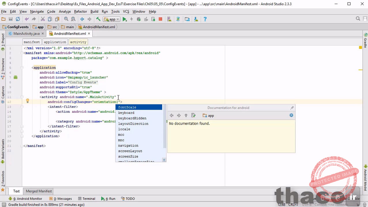 Handle changes in screen orientation