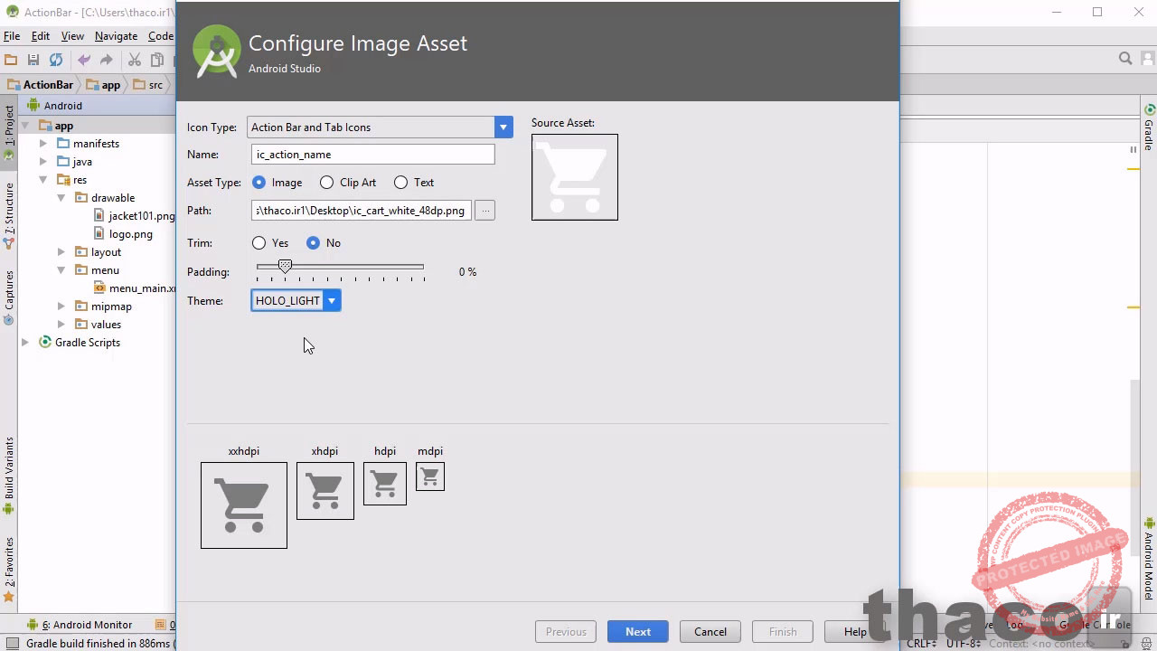 Display menu items in the action bar