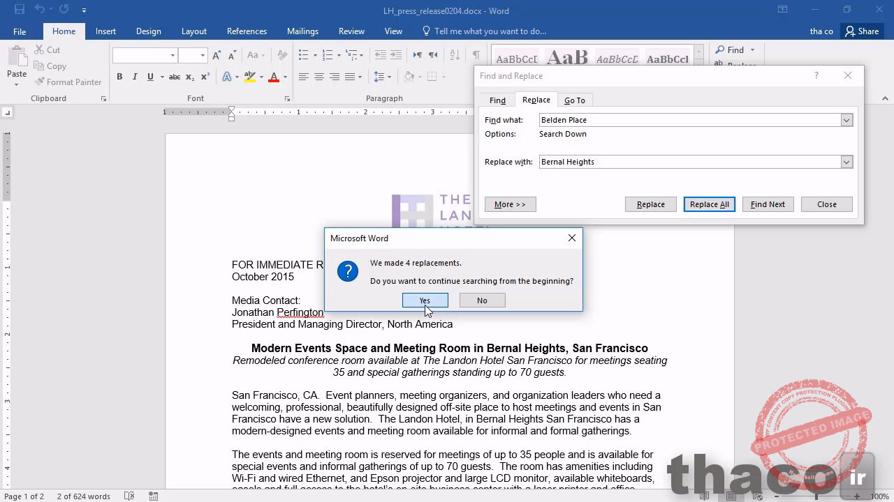 Finding and replacing text