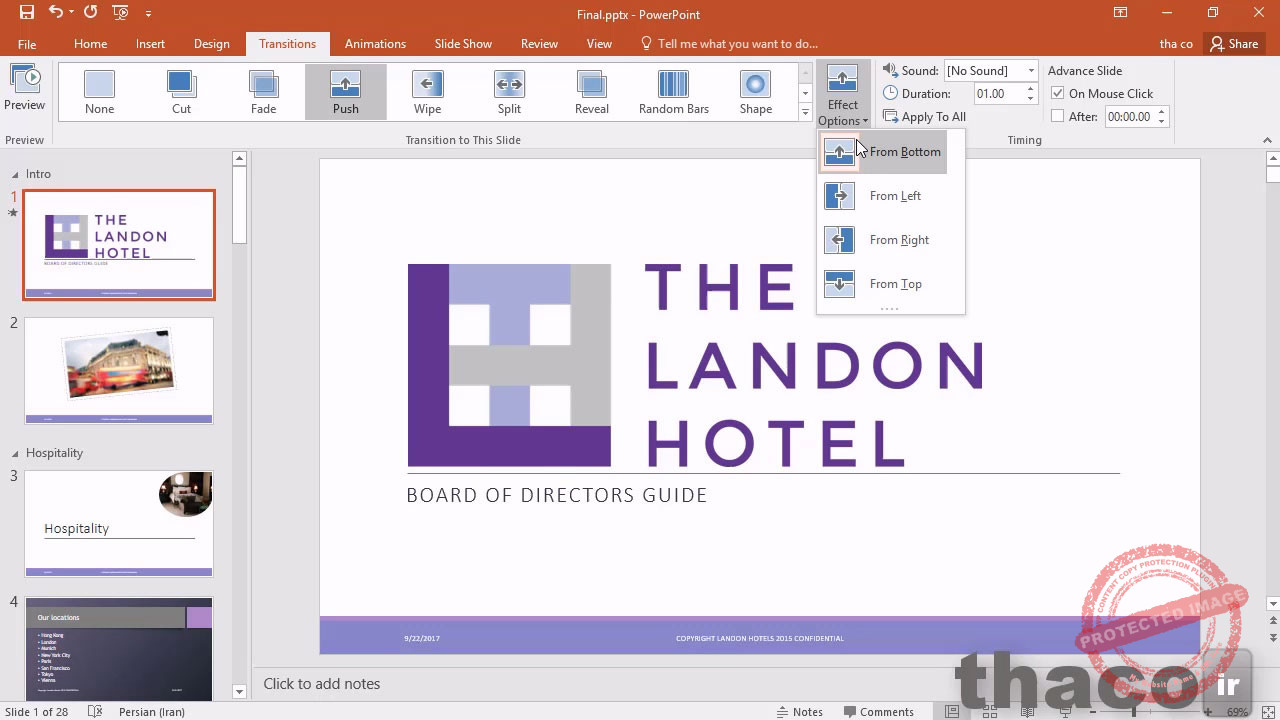 Adding slide transitions