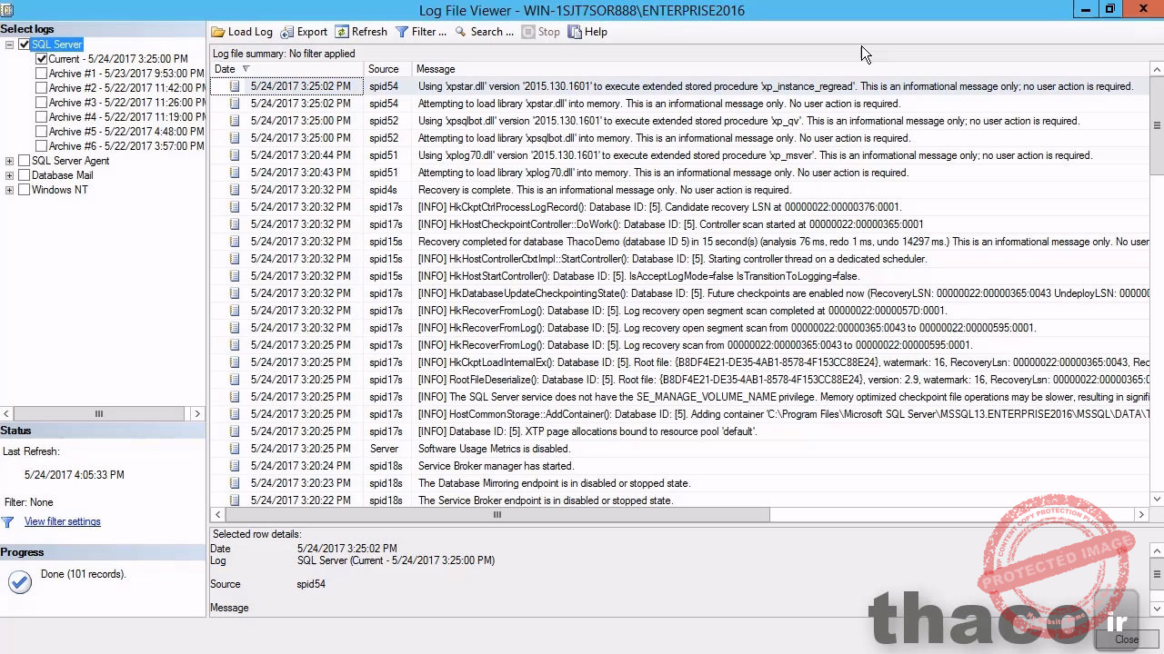 review logs in sql server