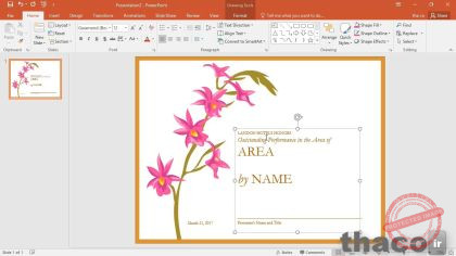 Creating a presentation from a template or theme