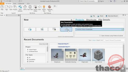 Home dashboard in AutoCAD Inventor