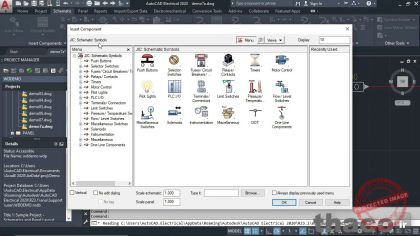 Inserting components in AutoCAD Electrical drawing