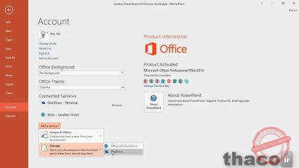 Connecting PowerPoint to your OneDrive account