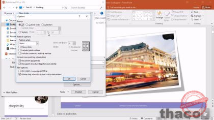 Exporting the presentation as a PDF or JPEG