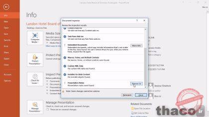 Inspecting a presentation for stray comments