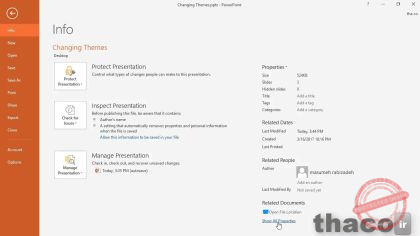 Working with file options using Backstage view