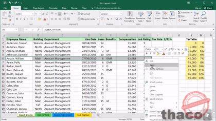 inserting and deleting rows and columns