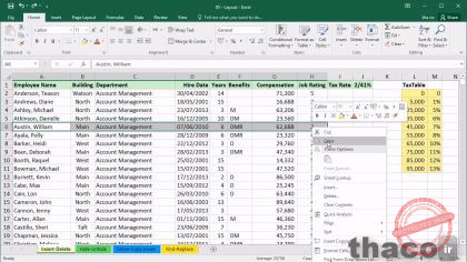 inserting and deleting rows and columns