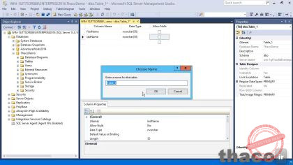 Creating a table using Management Studio