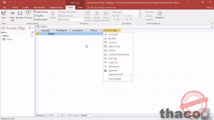 Creating a table and setting data types