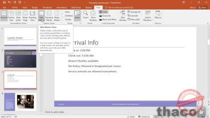 Changing the slide layout